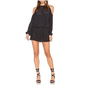 NWOT Ramy Brook Black Lauren Cold-Shoulder Drop-Waist Blouson Mini Dress, Size S